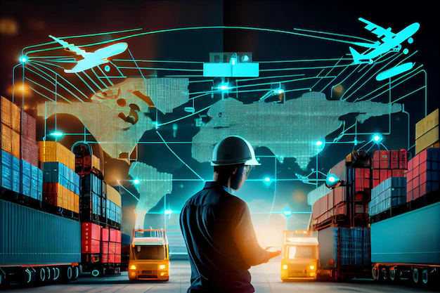 silhouette-engineer-working-with-container-truck-freight-cargo-ship-importexport-commercial-logistic-transportation-business-concept-generative-ai_634053-3772